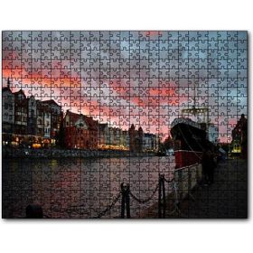Cakapuzzle Günbatımında Kanal Binalar ve Gemi Mdf 120 Parça Puzzle