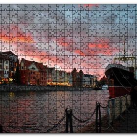 Cakapuzzle Günbatımında Kanal Binalar ve Gemi Mdf 500 Parça Puzzle