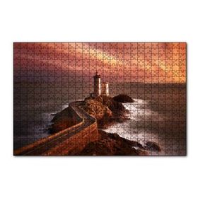 Cakapuzzle Günbatımında Kayalıklar ve Deniz Feneri 120 Parça Ahşap Puzzle