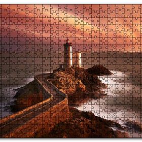 Cakapuzzle Günbatımında Kayalıklar ve Deniz Feneri Mdf 120 Parça Puzzle