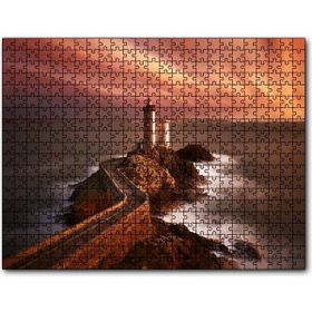 Cakapuzzle Günbatımında Kayalıklar ve Deniz Feneri Mdf 120 Parça Puzzle
