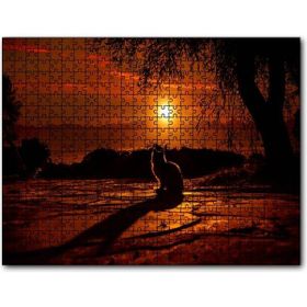 Cakapuzzle Günbatımında Kedi Silüeti 120 Parça Puzzle