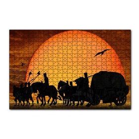Cakapuzzle Günbatımında Kervan Silüeti ve Akbabalar 120 Parça Ahşap Puzzle