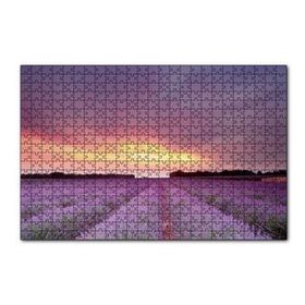 Cakapuzzle Günbatımında Lavanta Tarlaları ve Kızıl Gökler 120 Parça Ahşap Puzzle