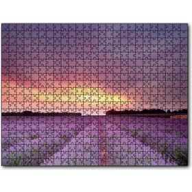 Cakapuzzle Günbatımında Lavanta Tarlaları ve Kızıl Gökler Mdf 120 Parça Puzzle