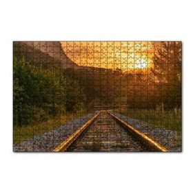 Cakapuzzle Günbatımında Parlayan Raylar 120 Parça Ahşap Puzzle