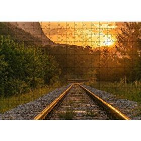 Cakapuzzle Günbatımında Parlayan Raylar 120 Parça Ahşap Puzzle