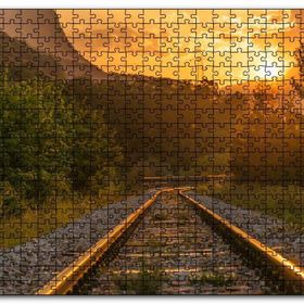 Cakapuzzle Günbatımında Parlayan Raylar Mdf 1000 Parça Puzzle