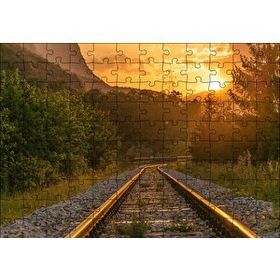 Cakapuzzle Günbatımında Parlayan Raylar Mdf 120 Parça Puzzle