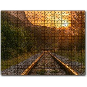 Cakapuzzle Günbatımında Parlayan Raylar Mdf 500 Parça Puzzle