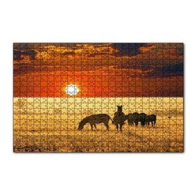 Cakapuzzle Günbatımında Savanada Zebralar 120 Parça Ahşap Puzzle