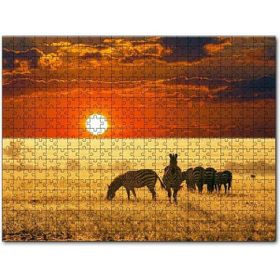 Cakapuzzle Günbatımında Savanada Zebralar Mdf 255 Parça Puzzle