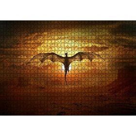 Cakapuzzle Günbatımında Uçan Efsanevi Ejderha 120 Parça Ahşap Puzzle