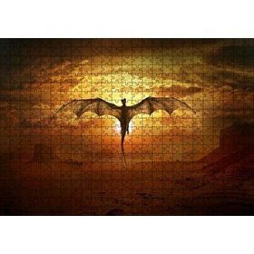 Cakapuzzle Günbatımında Uçan Efsanevi Ejderha 120 Parça Ahşap Puzzle