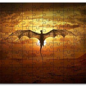 Cakapuzzle Günbatımında Uçan Efsanevi Ejderha Mdf 120 Parça Puzzle