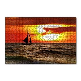 Cakapuzzle Günbatımında Yelkenli Silüeti 120 Parça Ahşap Puzzle