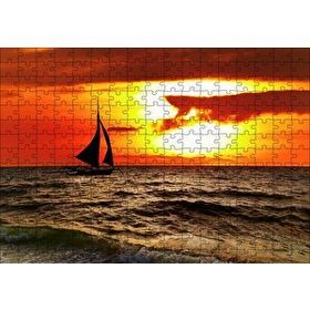 Cakapuzzle Günbatımında Yelkenli Silüeti 120 Parça Ahşap Puzzle