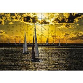 Cakapuzzle Günbatımında Yelkenliler 120 Parça Ahşap Puzzle