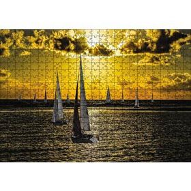 Cakapuzzle Günbatımında Yelkenliler Ahşap 500 Parça Puzzle