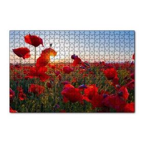 Cakapuzzle Gündoğumu Çayırda Kırmızı Gelincikler 120 Parça Ahşap Puzzle