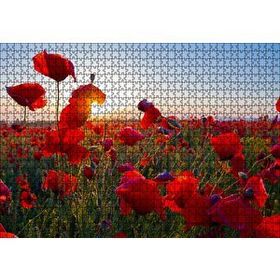 Cakapuzzle Gündoğumu Çayırda Kırmızı Gelincikler 120 Parça Ahşap Puzzle