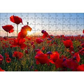 Cakapuzzle Gündoğumu Çayırda Kırmızı Gelincikler Mdf 120 Parça Puzzle