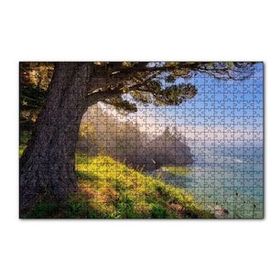 Cakapuzzle Gündoğumu Deniz Manzaralı Tepedeki Ağaç 120 Parça Ahşap Puzzle