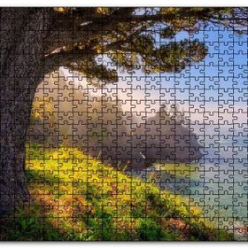 Cakapuzzle Gündoğumu Deniz Manzaralı Tepedeki Ağaç Mdf 120 Parça Puzzle