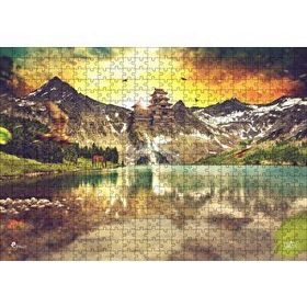 Cakapuzzle Gündoğumu Tapınak ve Göl Manzarası Mdf 500 Parça Puzzle