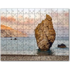 Cakapuzzle Gündoğumunda Issız Kumsal ve Yalnız Kaya Mdf 1000 Parça Puzzle