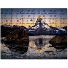 Cakapuzzle Gündoğumunda Issız Kumsal ve Yalnız Kaya Mdf 1000 Parça Puzzle