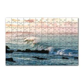 Cakapuzzle Gündoğumunda Okyanus Kıyısı ve Dalgalar 120 Parça Ahşap Puzzle