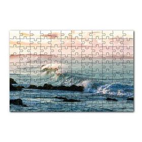Cakapuzzle Gündoğumunda Okyanus Kıyısı ve Dalgalar 120 Parça Ahşap Puzzle