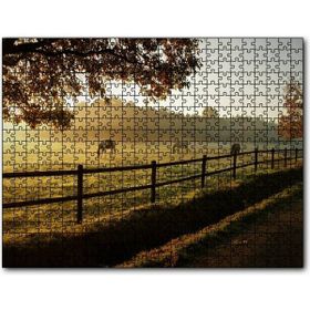 Cakapuzzle Gündoğumunda Sisler ve Otlayan Atlar Mdf 1000 Parça Puzzle