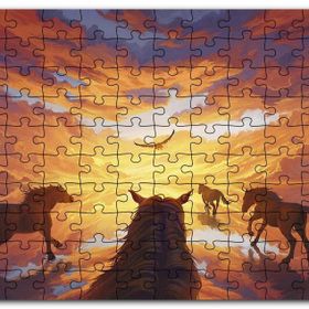 Cakapuzzle Güne Koşan Atlar Fantastik Mdf 1000 Parça Puzzle