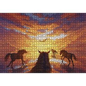 Cakapuzzle Güne Koşan Atlar Fantastik Mdf 1000 Parça Puzzle