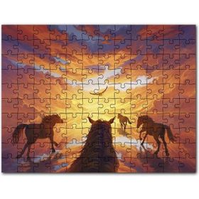 Cakapuzzle Güne Koşan Atlar Fantastik Mdf 120 Parça Puzzle