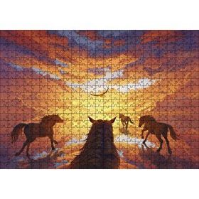 Cakapuzzle Güne Koşan Atlar Fantastik Mdf 500 Parça Puzzle