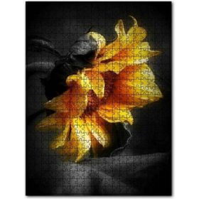 Cakapuzzle Günebakan Çiçeği Yakın Plan Yağlıboya Efekt Ahşap 255 Parça Puzzle