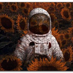 Cakapuzzle Günebakan Tarlasında Astoronot Görseli Mdf 1000 Parça Puzzle