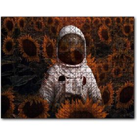 Cakapuzzle Günebakan Tarlasında Astoronot Görseli Mdf 1000 Parça Puzzle