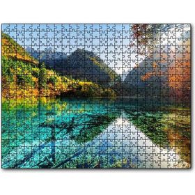 Cakapuzzle Güneş Göl Dağ Orman Manzarası Görseli 1000 Parça Puzzle