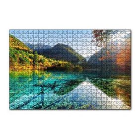 Cakapuzzle Güneş Göl Dağ Orman Manzarası Görseli 120 Parça Ahşap Puzzle
