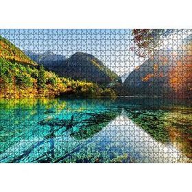 Cakapuzzle Güneş Göl Dağ Orman Manzarası Görseli 120 Parça Ahşap Puzzle
