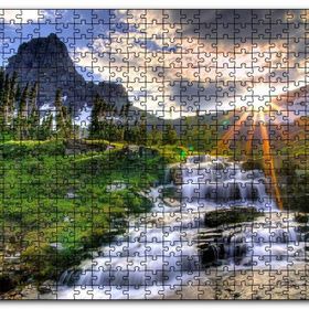 Cakapuzzle Güneş Işınları Karlı Dağ Irmak Orman Görseli Mdf 500 Parça Puzzle