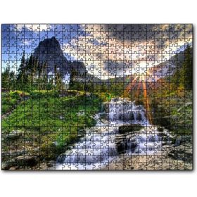 Cakapuzzle Güneş Işınları Karlı Dağ Irmak Orman Görseli Mdf 500 Parça Puzzle
