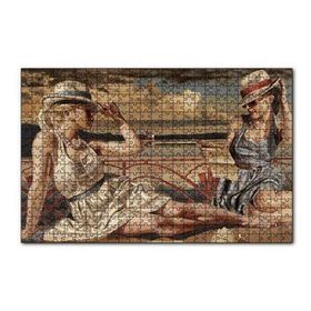 Cakapuzzle Güneşlenen ve Mektup Okuyan Kızlar 120 Parça Ahşap Puzzle