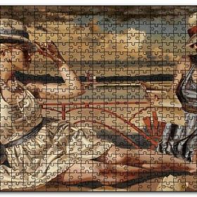 Cakapuzzle Güneşlenen ve Mektup Okuyan Kızlar Mdf 120 Parça Puzzle