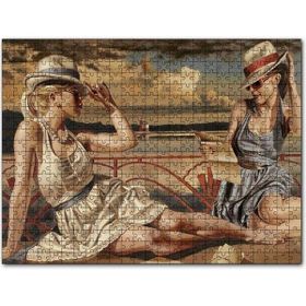 Cakapuzzle Güneşlenen ve Mektup Okuyan Kızlar Mdf 120 Parça Puzzle