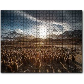 Cakapuzzle Güney Georgia'da Kral Pengueni Yavruları 120 Parça Yapboz Mdf Puzzle